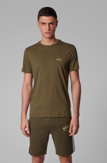 Koszulki BOSS Cotton Jersey Ciemny Zielone Męskie (Pl70418)